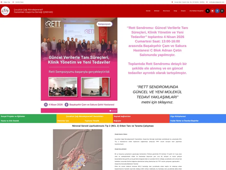 ÇNDHAD web sitesi ekran görüntüsü