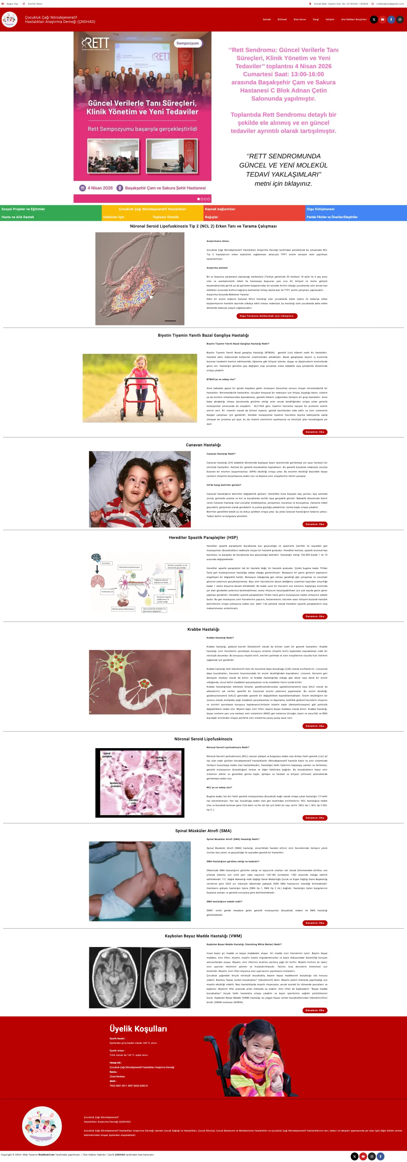 ÇNDHAD web sitesi ana sayfasının tam ekran görüntüsü