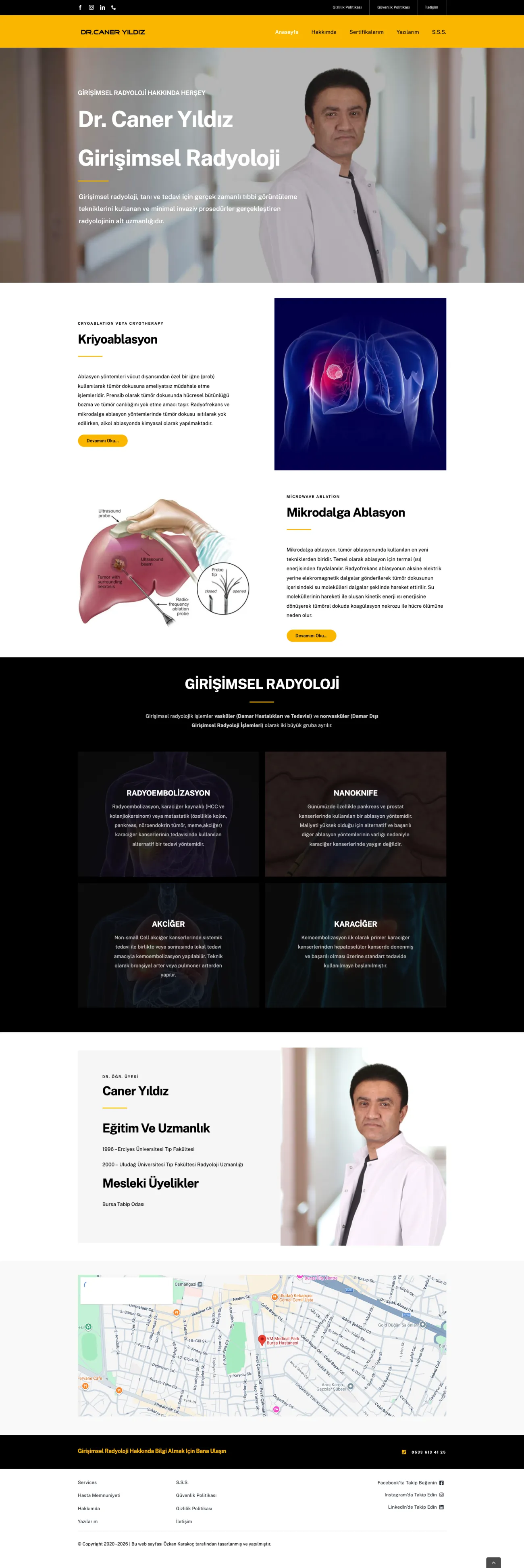 Dr. Caner Yıldız web sitesi ana sayfasının tam ekran görüntüsü