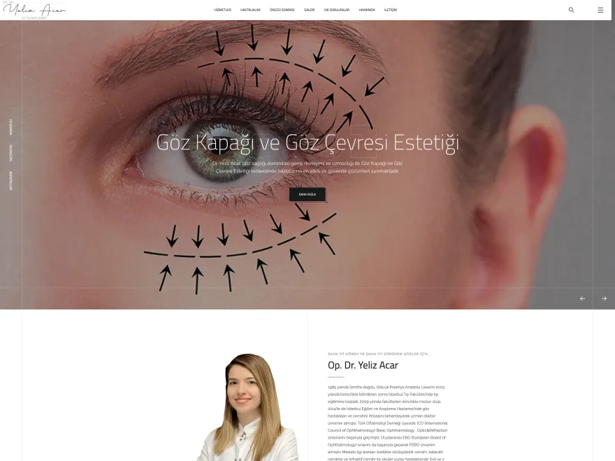 Dr. Yeliz Acar web sitesi ekran görüntüsü