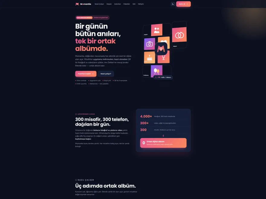 Momantia web sitesi ekran görüntüsü