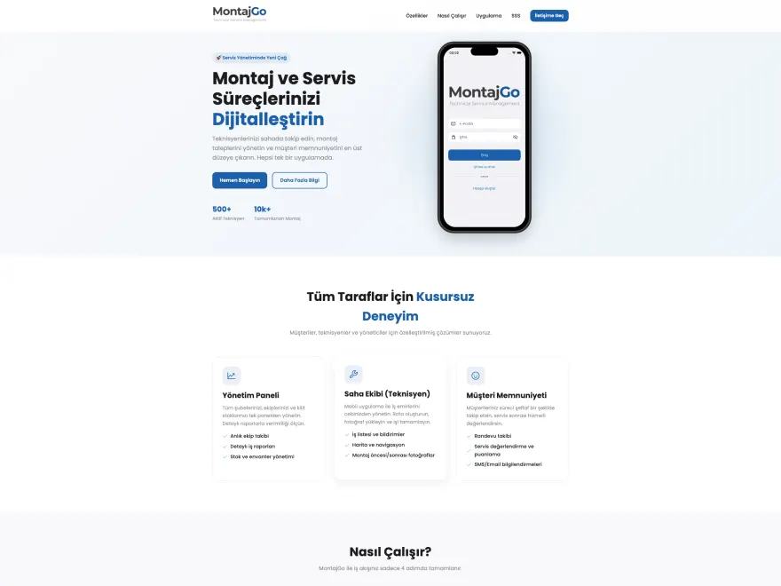 MontajGo web sitesi ekran görüntüsü