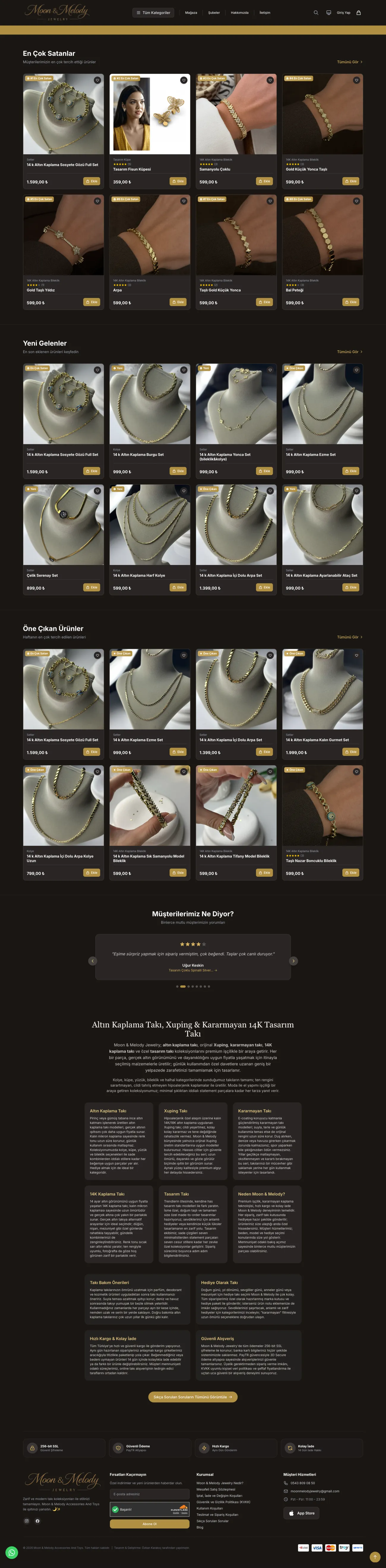 Moon & Melody web sitesi ana sayfasının tam ekran görüntüsü