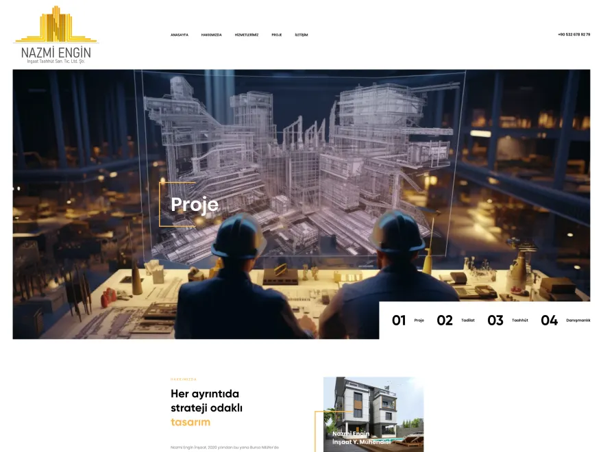 Nazmi Engin İnşaat web sitesi ekran görüntüsü