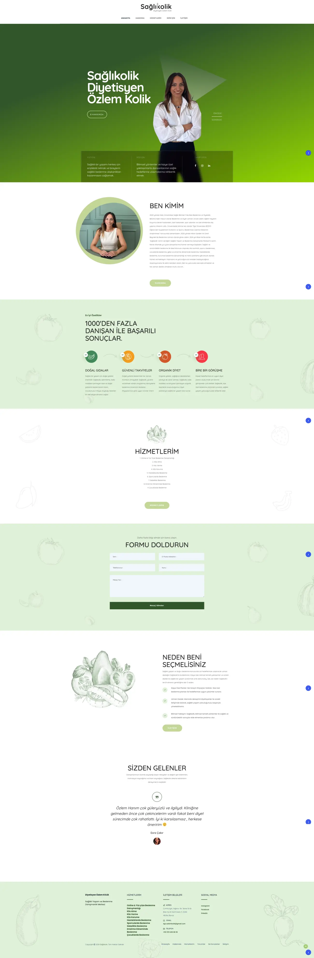 Sağlıkolik web sitesi ana sayfasının tam ekran görüntüsü